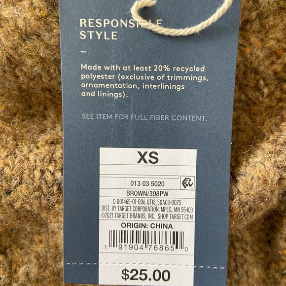 NWT cropped camel mohair-like sweater by A New Day. Size XS - Picture 6 of 7